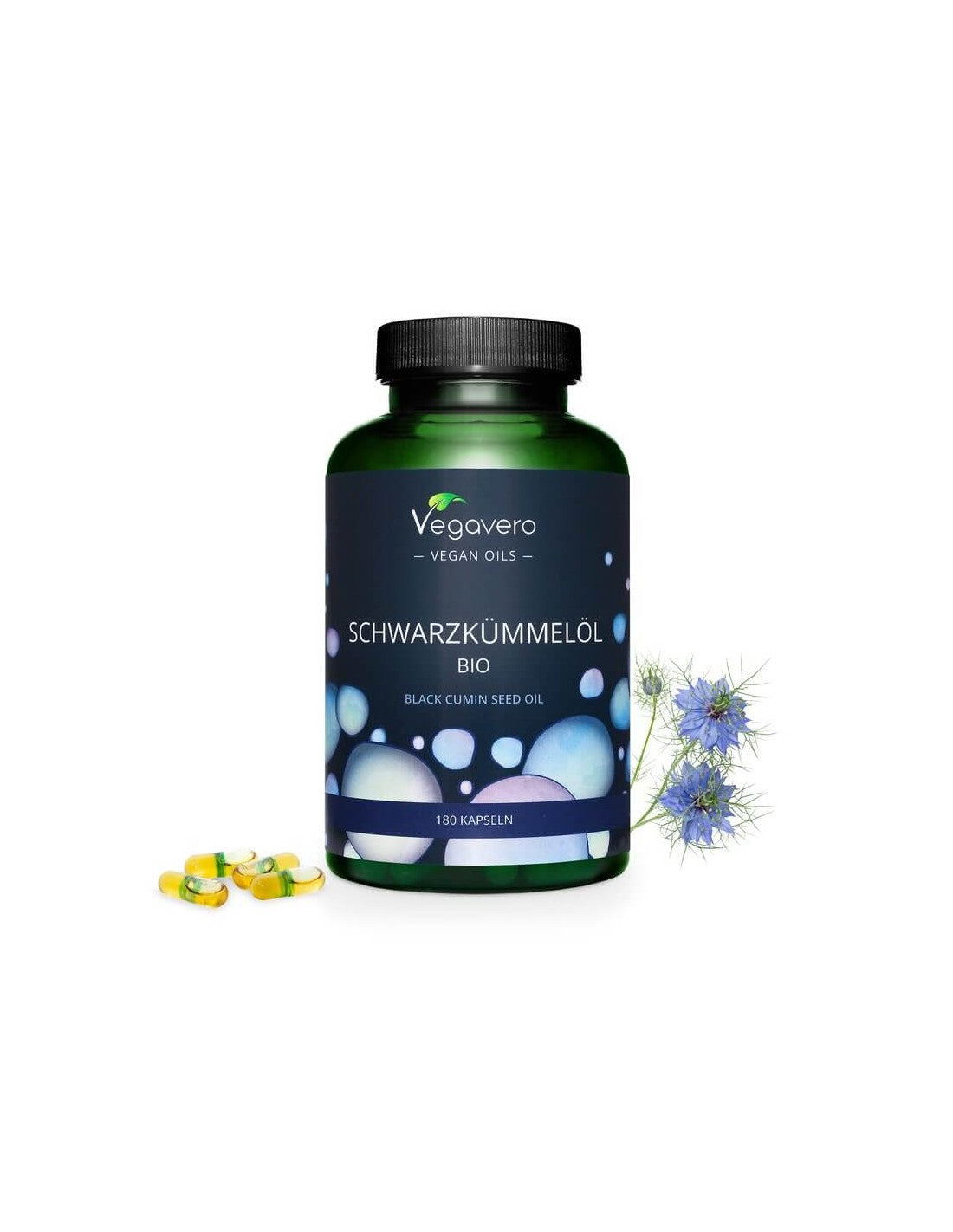Huile de cumin noir bio, 180 capsules, 100 % végétalienne <tc>Vegavero</tc>