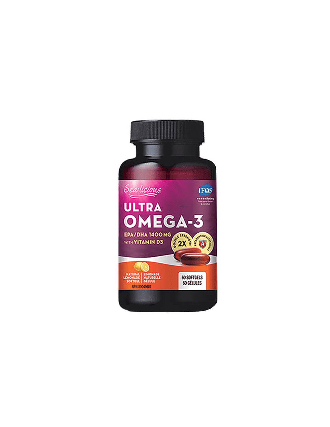 Sea-Licious® Ultra Omega-3 avec vitamine D3 - Oméga-3 + vitamine D3, 60 capsules molles <tc>Natural Factors</tc>