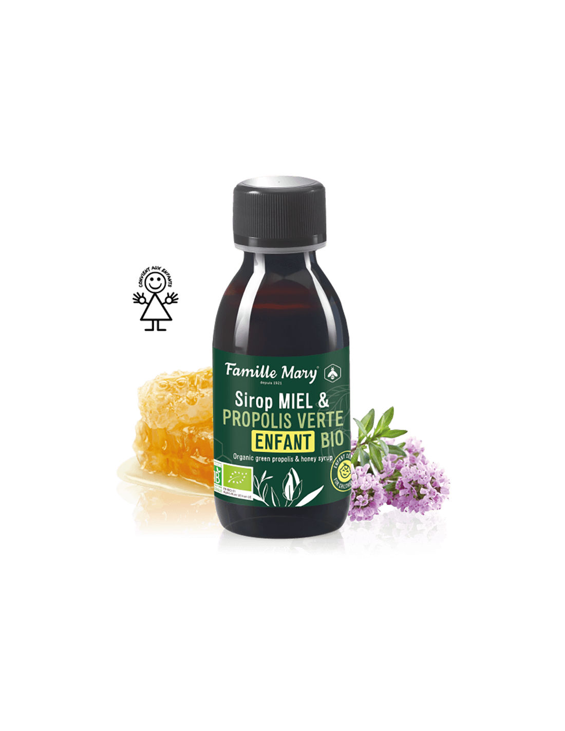 Sirop Miel et propolis verte enfant bio/sirop pour les enfants atteints de miel et de propolis vert (organique), 125 ml Famille Mary