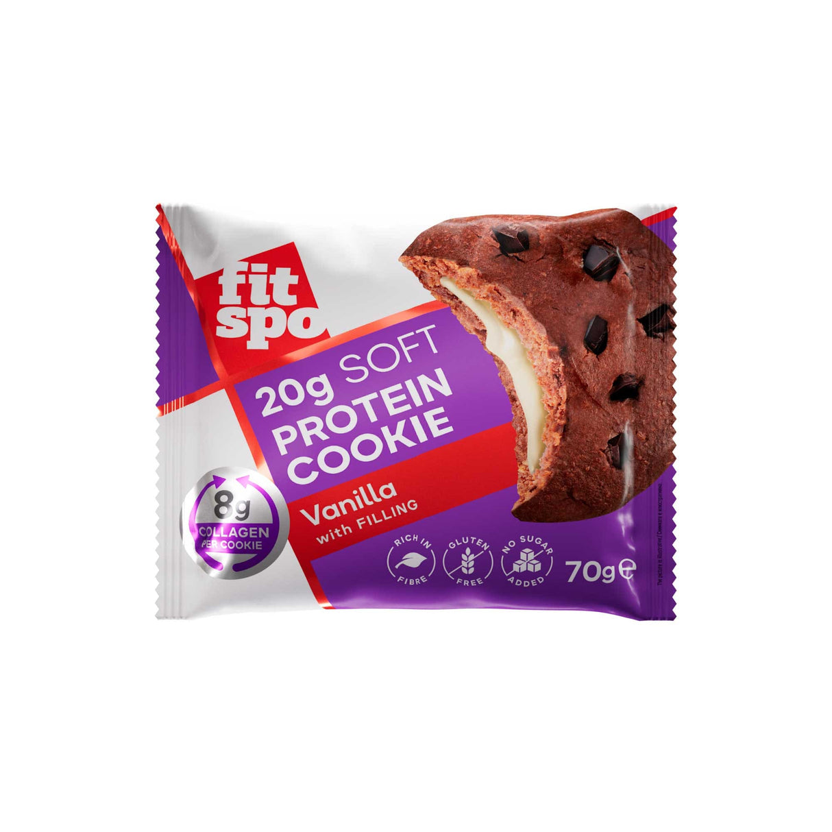 Cookie en protéines doux | avec du collagène 8G et pas de sucre ajouté - 10 x 70 grammes