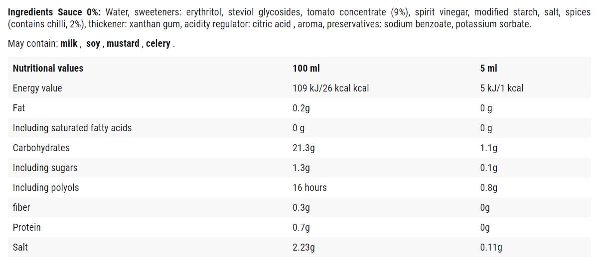 Ketchup épicé/0 Calorie Sauce - 500 ml
