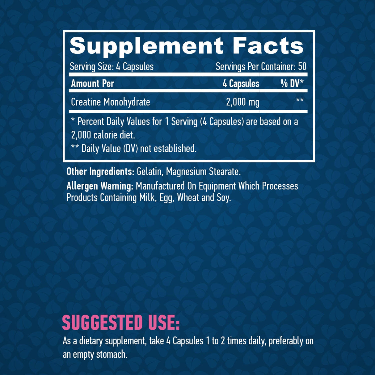 Sports Creatine Monohydrate 500mg/200 Caps.