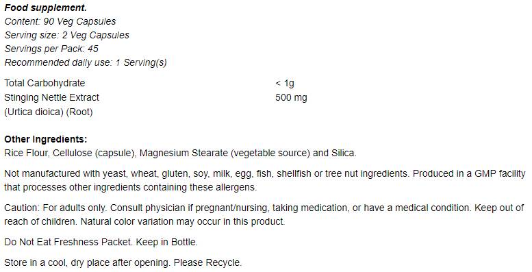 Extrait de racine d'ortie piquante 250 mg - 90 capsules