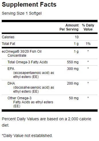 Super EPA Ecemega Fish Huile 100 Capsules de gel