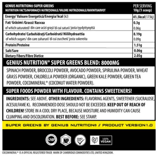 Super Greens | 100% naturel 9 super ingrédients 300 grammes