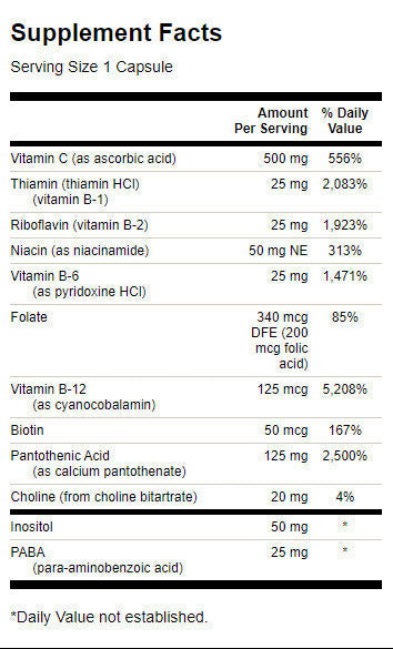 Complexe de vitamine B super stress avec des capsules de vitamine C - 240