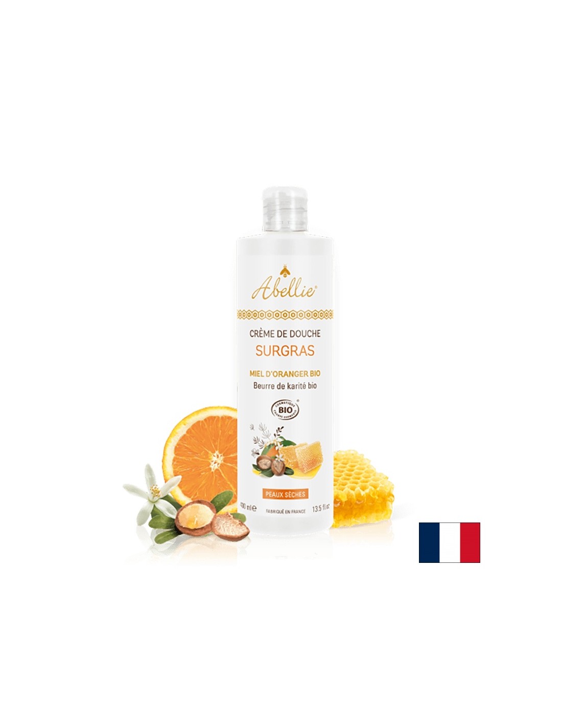 Crème de douche du corps en chirurgie avec fleur d'orange, miel et beurre de karité, 400 ml