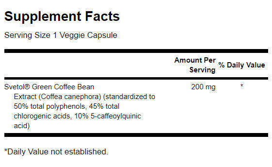 Svetol Green Coffee Bean Extrait 200 mg - 60 capsules