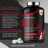 TESTOMAX™ 2.0 /210 gélules, 105 jours/ avec Ashwagandha KSM 66®, CoQ10 &amp; Racine de Maca <tc>Nutravita</tc>