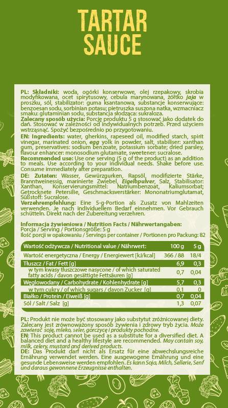 Sauce tartare | Faible calorique 410 ml
