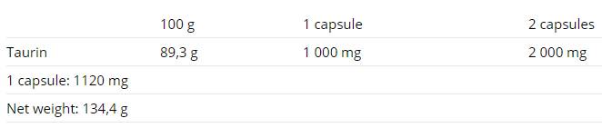 Taurine - 120 capsules
