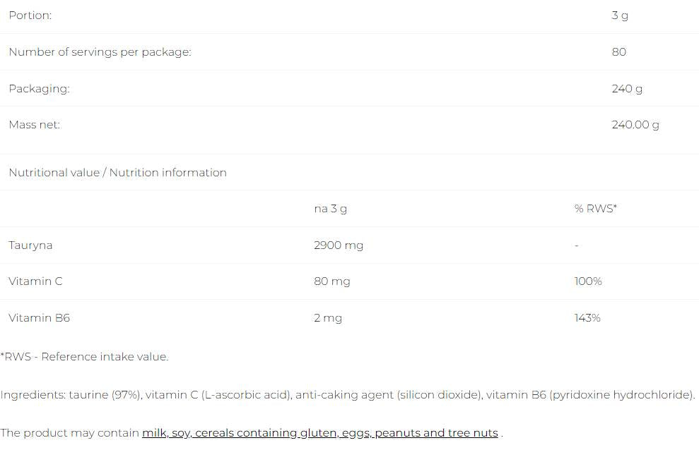 Taurine + - 240 grammes