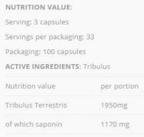 Tribulus 650 mg - 100 capsules