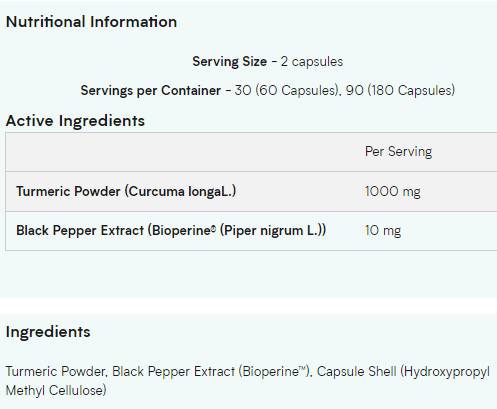Curcuma et biopérine - 60 capsules