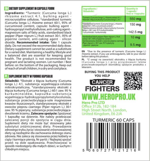 Curcuma curcumine 550 mg | avec poivre noir - 60 capsules