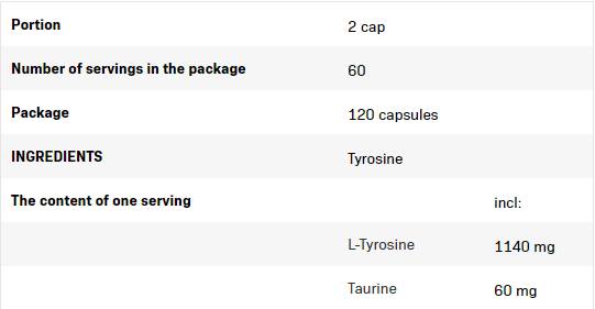 Tyrosine | Pouvoir mental - 120 capsules