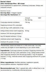 Ultra Cordyceps Plus | Avec Artichauts et Ginkgo Biloba - 60 capsules