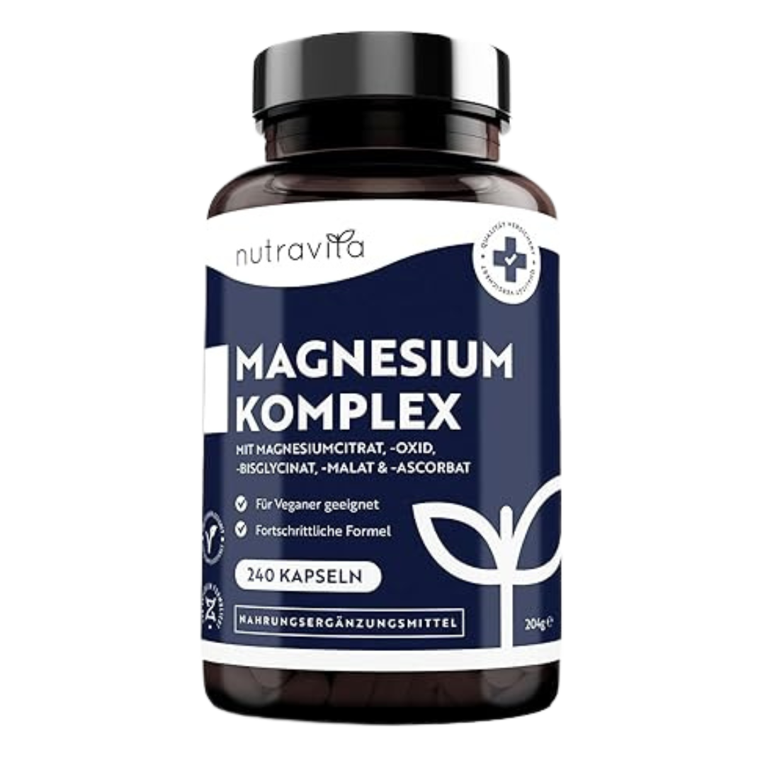 Complexe de Magnésium – 240 gélules à haute concentration – Vegan – <tc>Nutravita</tc>