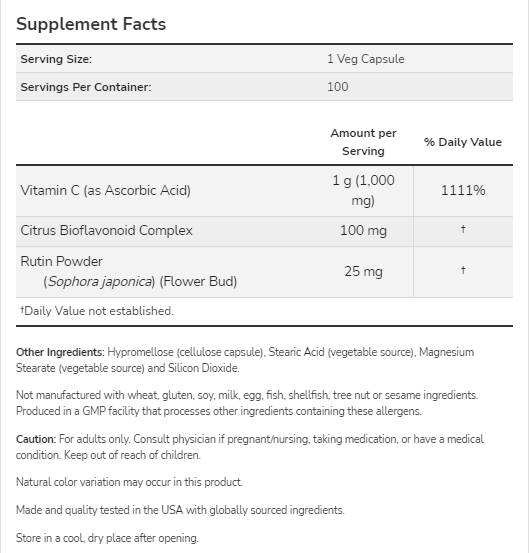 Vitamine C-1000/avec bioflavonoïdes - 100 capsules