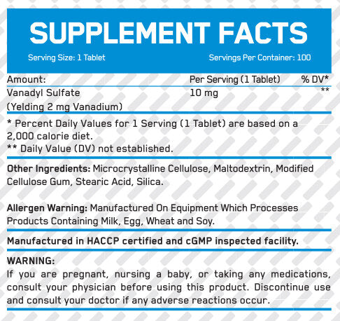Tabs de 10 mg/100 vanadyl-sulfate