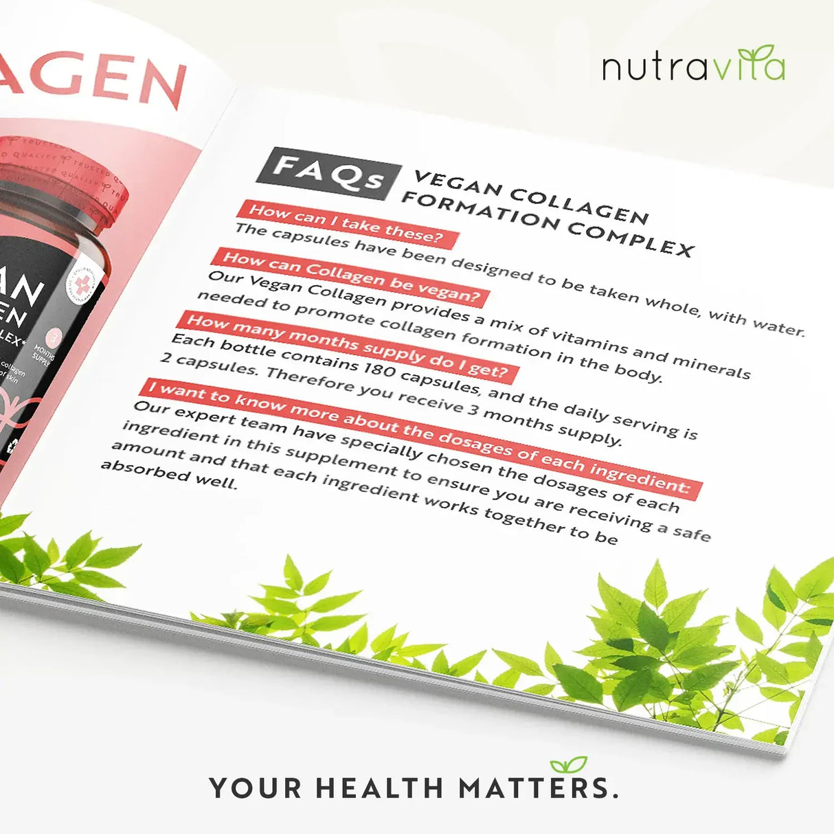 Complexe de formation de collagène végétalien 180 capsules végétales. <tc>Nutravita</tc>