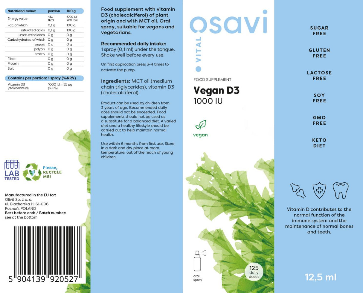 Vegan D3 1000 IU | Spray oral - 12,5 ml