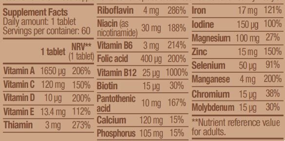 Onglets végétaliens multivitamines 60