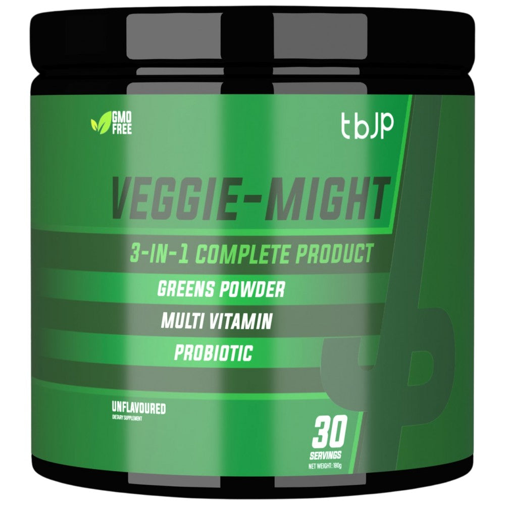 Veggie-Might | 3 en 1 Formule complète ~ Greens et multi-vitamines et probiotiques - 180 grammes