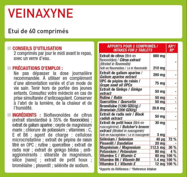 Veinaxyne® | Formule des veines de jambe - 60 comprimés