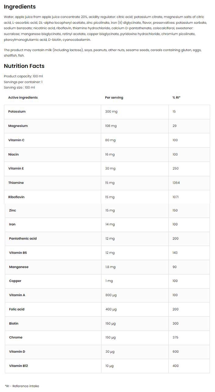 Vit & Min Shot | Formule multivitamine et minérale - 100 ml