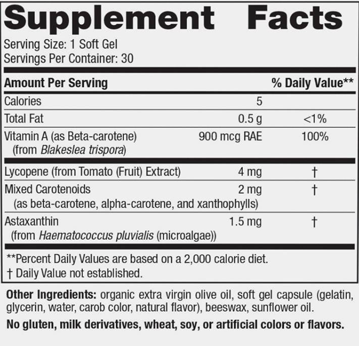 Vitamine A + caroténoïdes - 30 capsules de gel