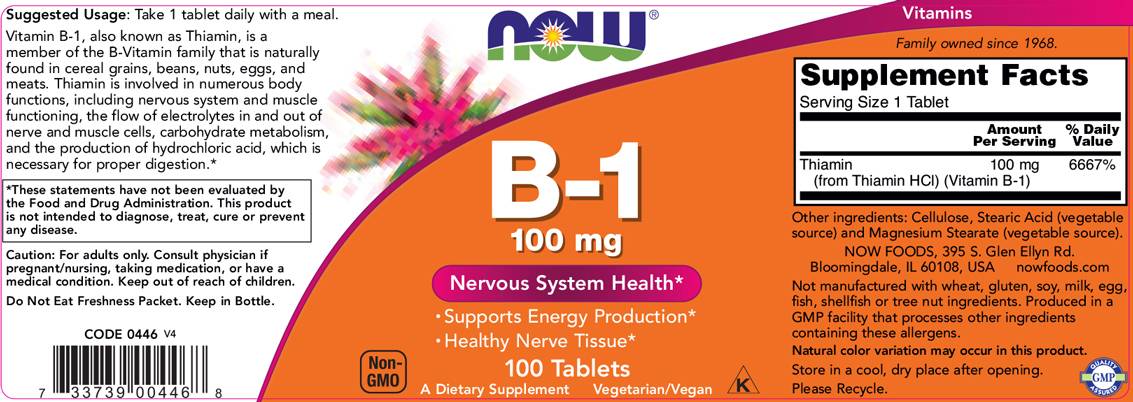 Vitamine B-1/Thiamine 100 mg - 100 comprimés