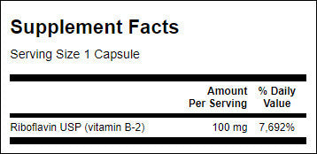 Vitamine B-2/riboflavine 100 mg - 100 capsules