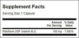 Vitamine B-2/riboflavine 100 mg - 100 capsules
