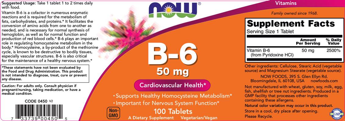 Vitamine B-6/Pyridoxine 50 mg - 100 comprimés