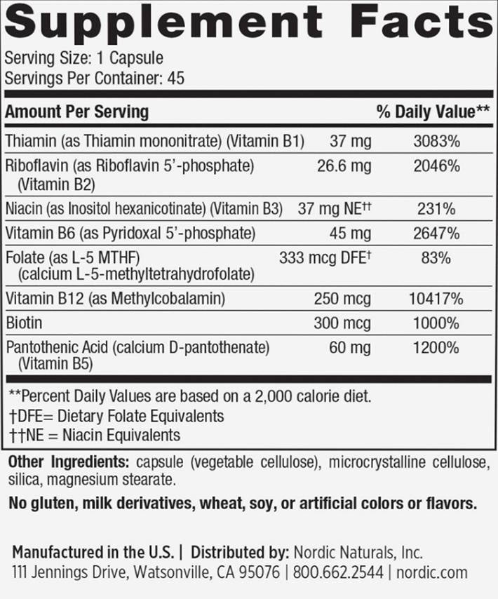 Complexe de vitamine B - 45 capsules