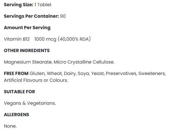 Vitamine B12 1000 mcg - 90 comprimés