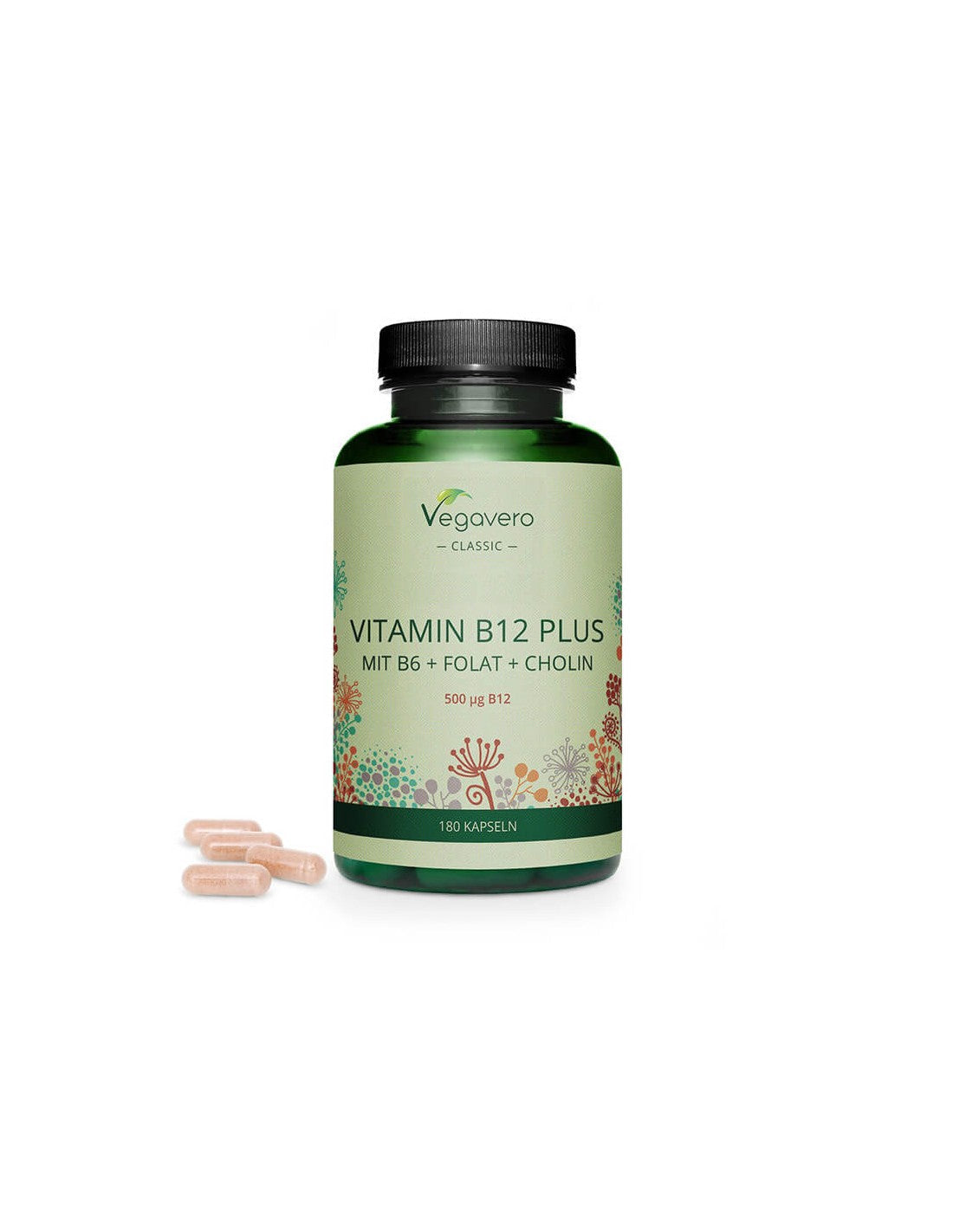 Vitamine B12 Plus (avec B6, folate et choline) - Vitamine B12 + vitamine B6, folate et choline, 180 capsules <tc>Vegavero</tc>