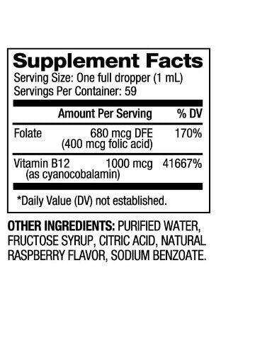 La vitamine B12 et l'acide folique diminue 1000 mcg/60 ml