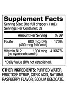 La vitamine B12 et l'acide folique diminue 1000 mcg/60 ml