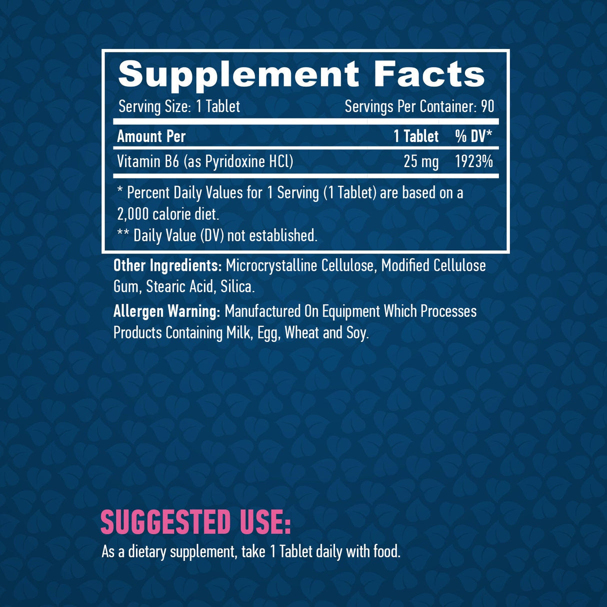 Vitamine B6/25 mg. Onglets/90.