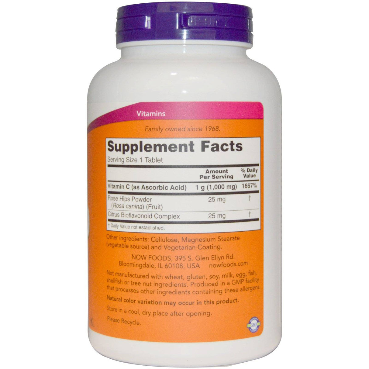 Vitamine C-1000/avec des hanches roses + bioflavonoïdes - 250 comprimés