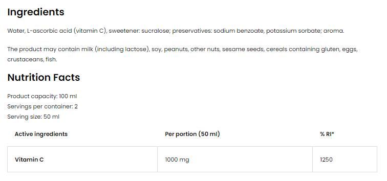 Vitamine C 2000 Shot - 20 x 100 ml