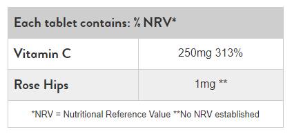 Vitamine C 250 mg | avec des hanches de rose - 100 comprimés