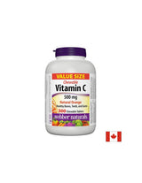 Vitamine C 500 mg à croquer - Vitamine C 500 mg, 300 comprimés à croquer <tc>Webber Naturals</tc>