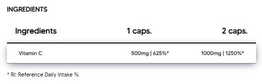 Vitamine C 500 mg | Acide L-Ascorbic - 120 capsules