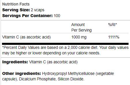 Capsules de vitamine C - 200 capsules