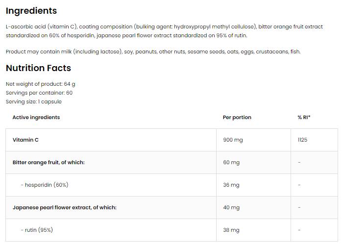 Vitamine C + Hesperidine + Rutin 60 Capsules