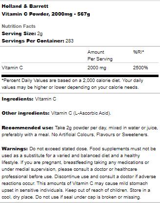 Poudre de vitamine C - 567 grammes