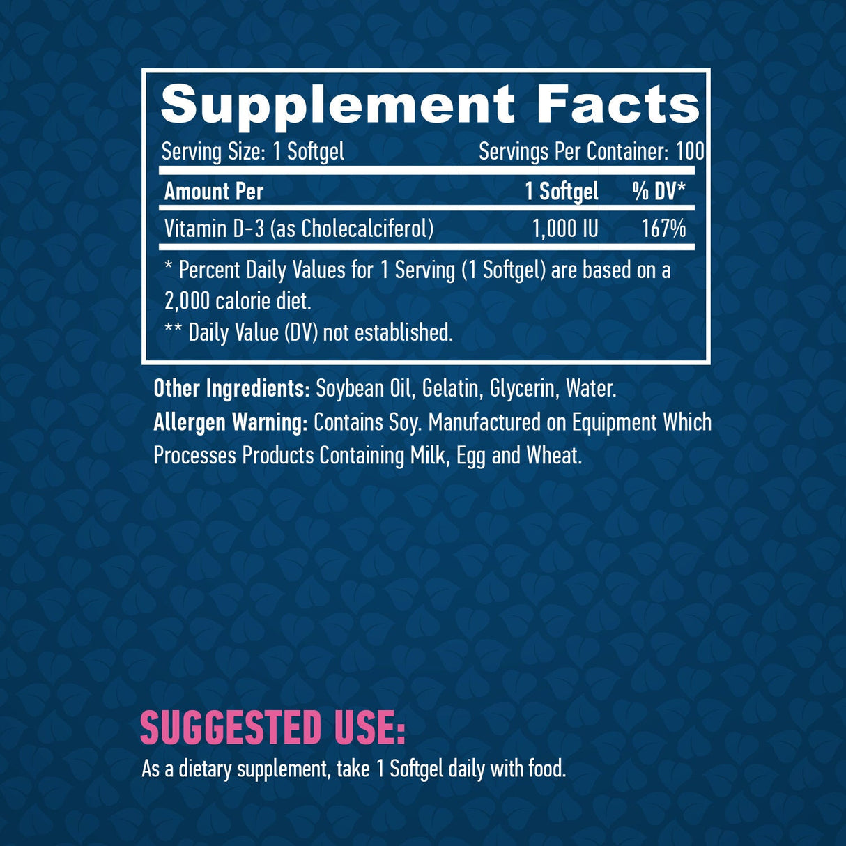 Vitamine D-3/1000 UI/100 SoftGels